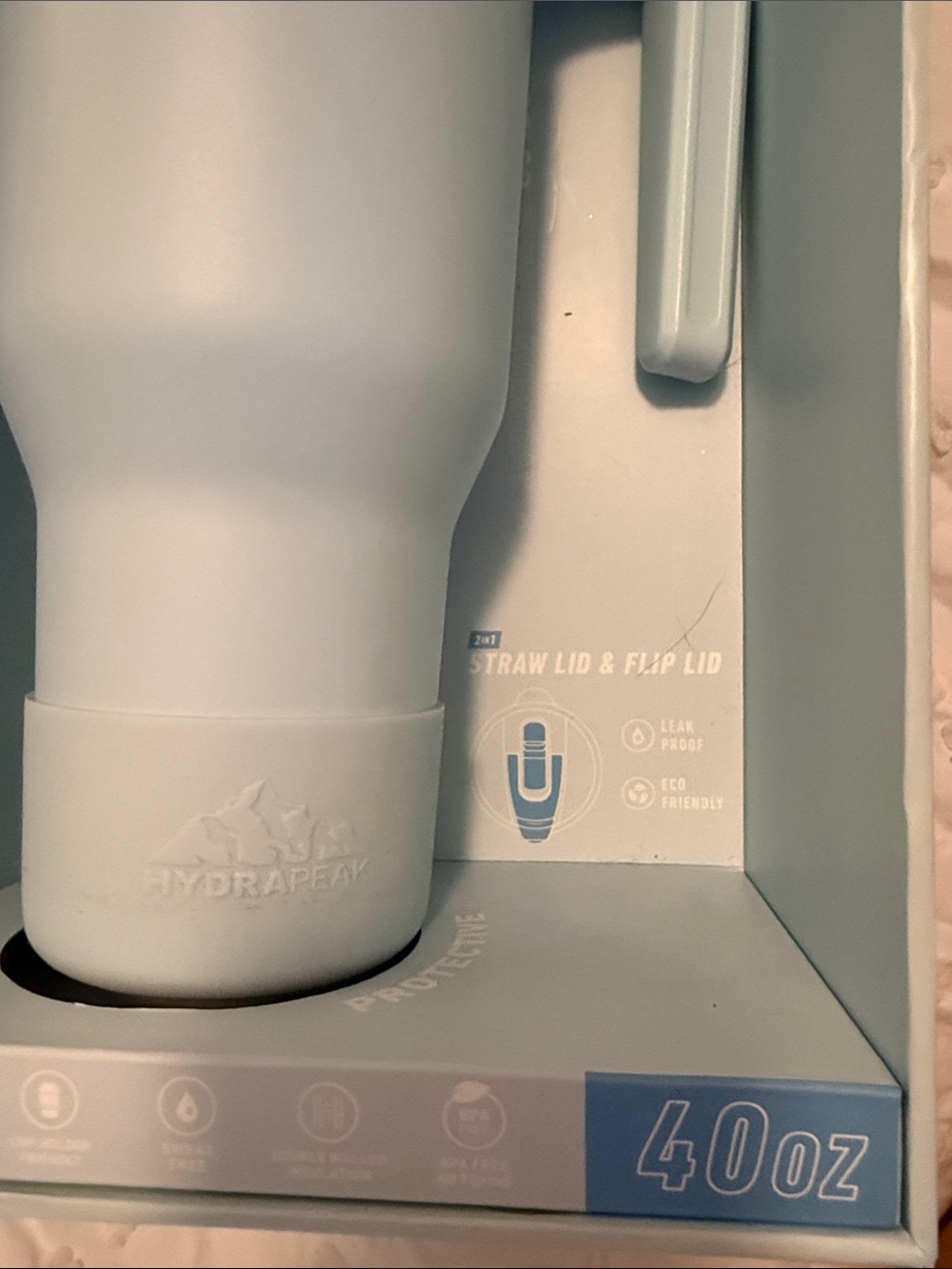 HydraPeak 40oz Powder Blue Insulated Travel Mug with Handle - Picture 3 of 5